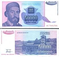 *50 000 Dinárov Juhoslávia 1993, P130 UNC - Kliknutím na obrázok zatvorte -
